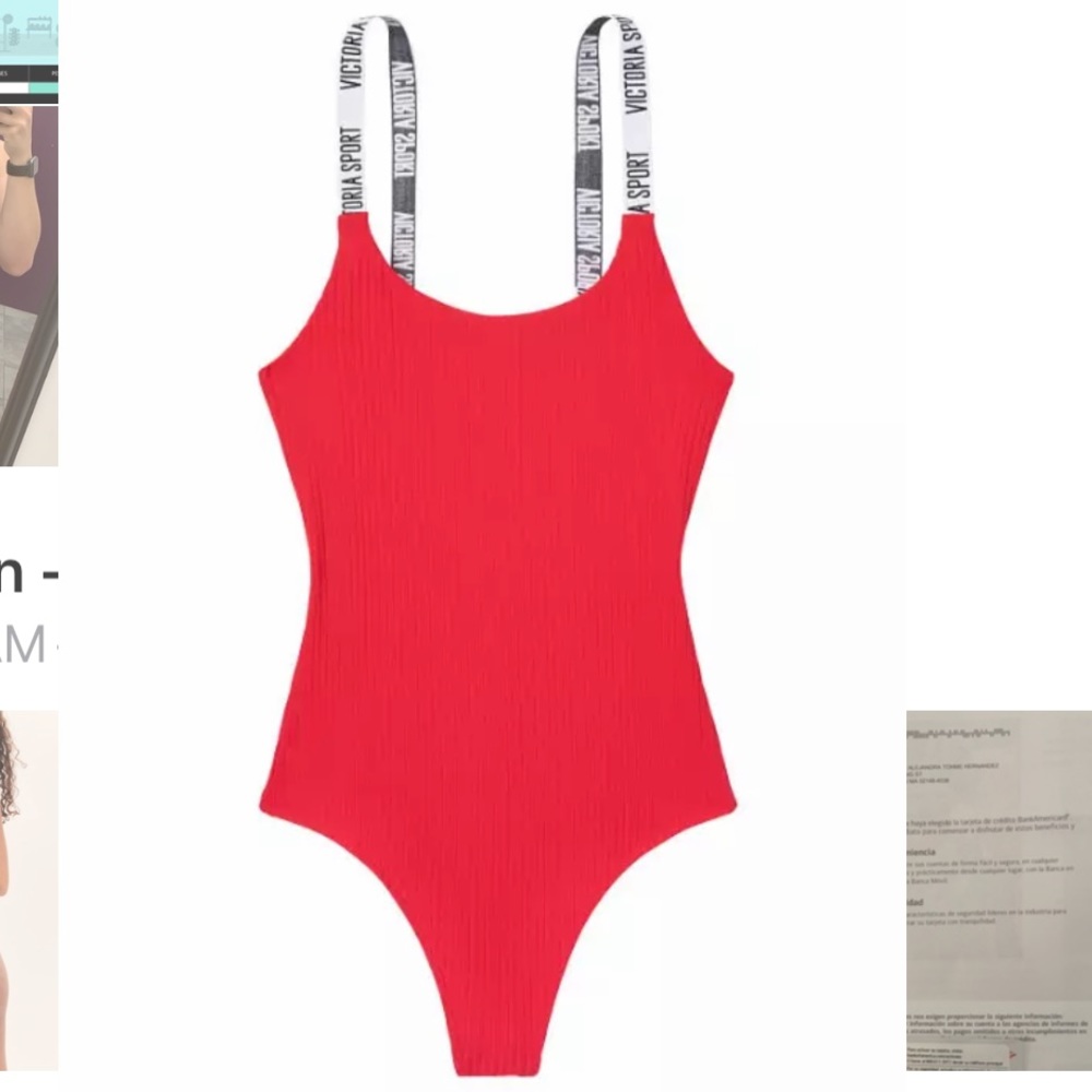 Victoria’s secret ribbed logo red bodysuit